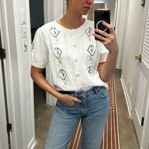 Short Sleeve Cable Knit Cardigan